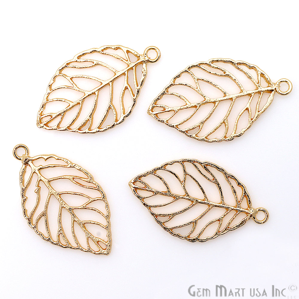 Leaf Shape Gold Plated Finding Jewelry Charm - GemMartUSA