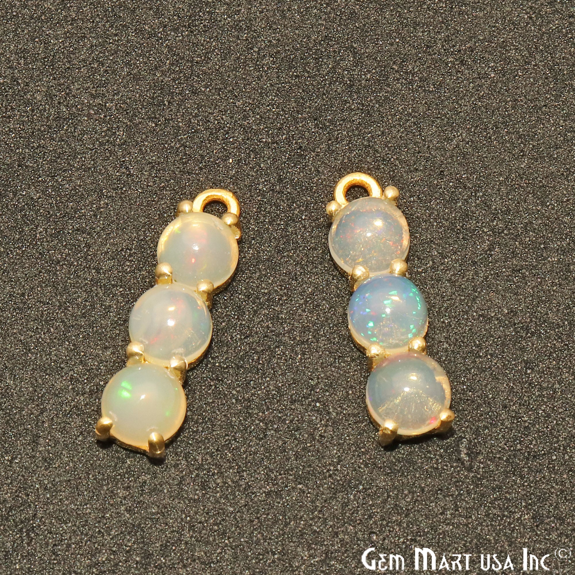 Opal Gemstone 22x6mm Prong Setting Gold Plated Component Connector - GemMartUSA