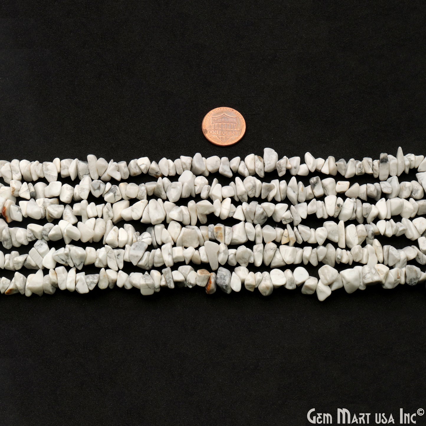 Howlite Chip Beads, 34 Inch, Natural Chip Strands, Drilled Strung Nugget Beads, 7-10mm, Polished, GemMartUSA (CHHW-70004)