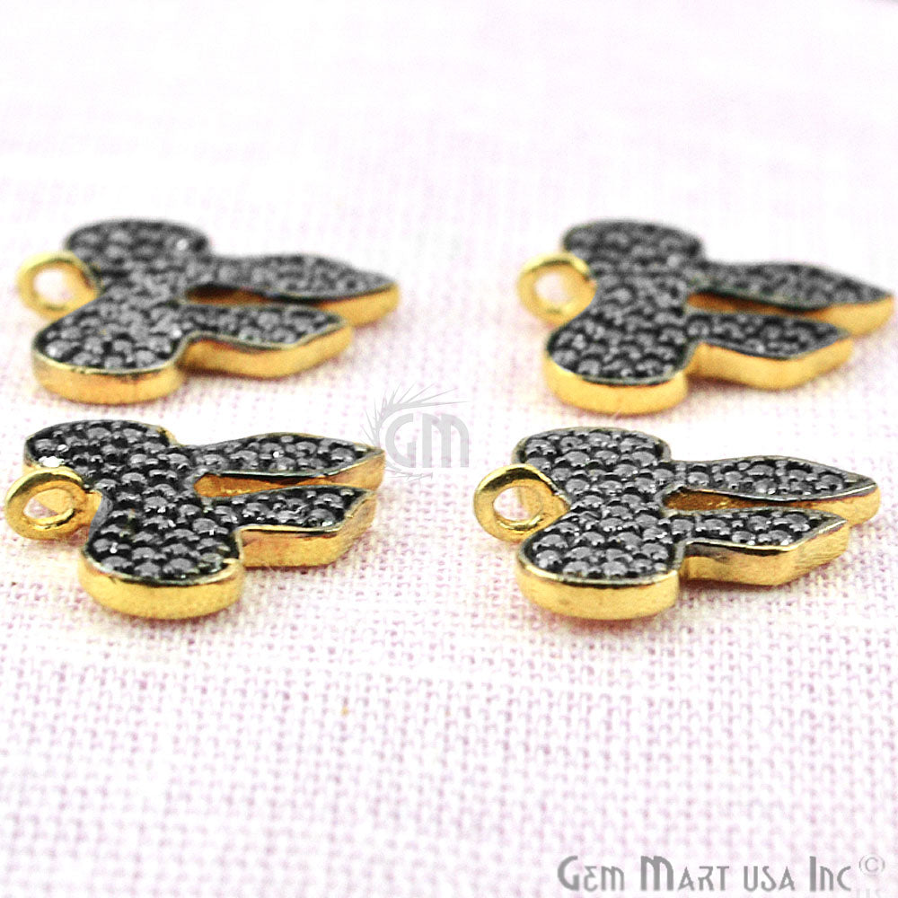 Cubic Zircon Pave 'Bow' Gold Vermeil Charm For Bracelet & Pendants - GemMartUSA