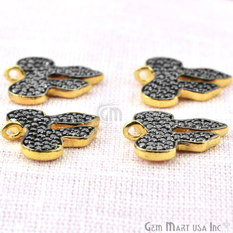 Cubic Zircon Pave 'Bow' Gold Vermeil Charm For Bracelet & Pendants - GemMartUSA