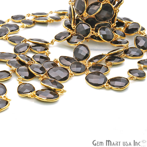 Black Onyx Free Form 10-15mm Gold Bezel Continuous Connector Chain - GemMartUSA