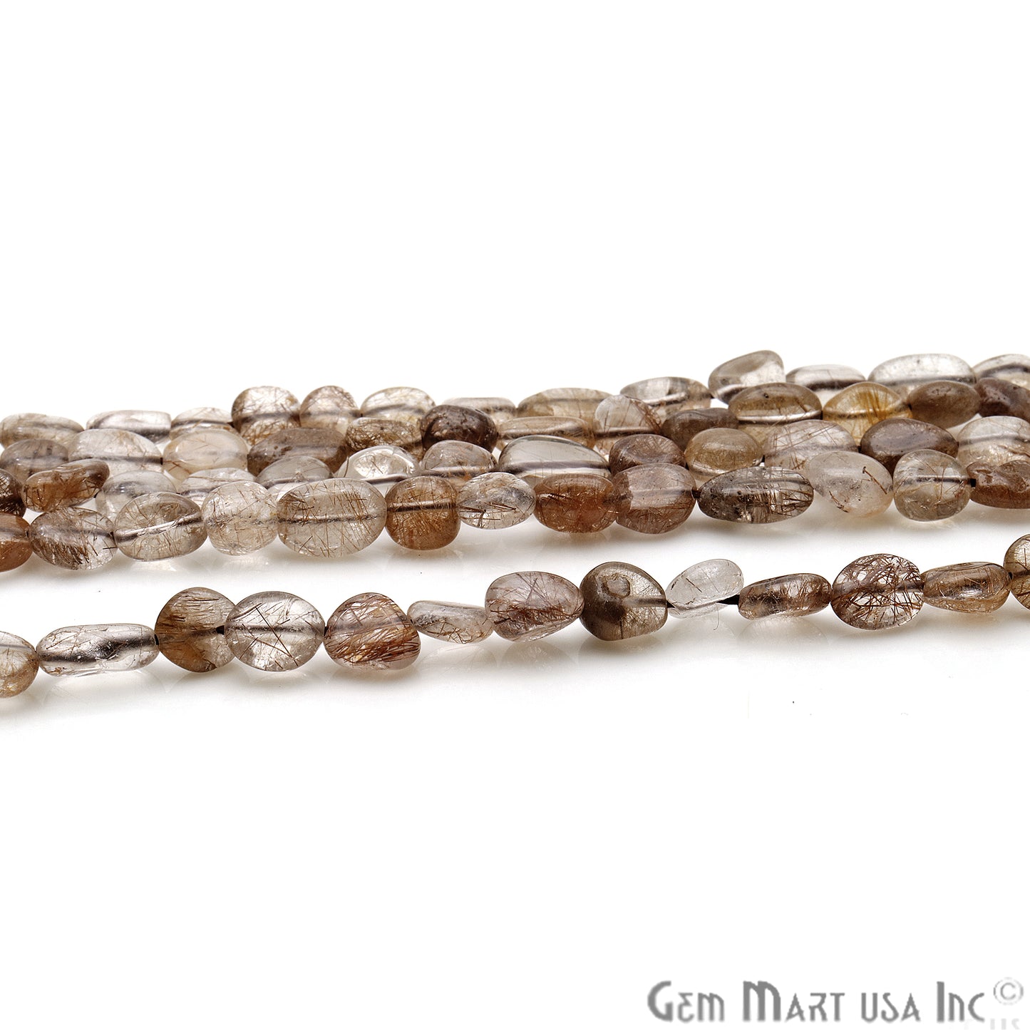 Brown Rutile 9x5mm Tumble Rondelle Beads Strands 14Inch - GemMartUSA