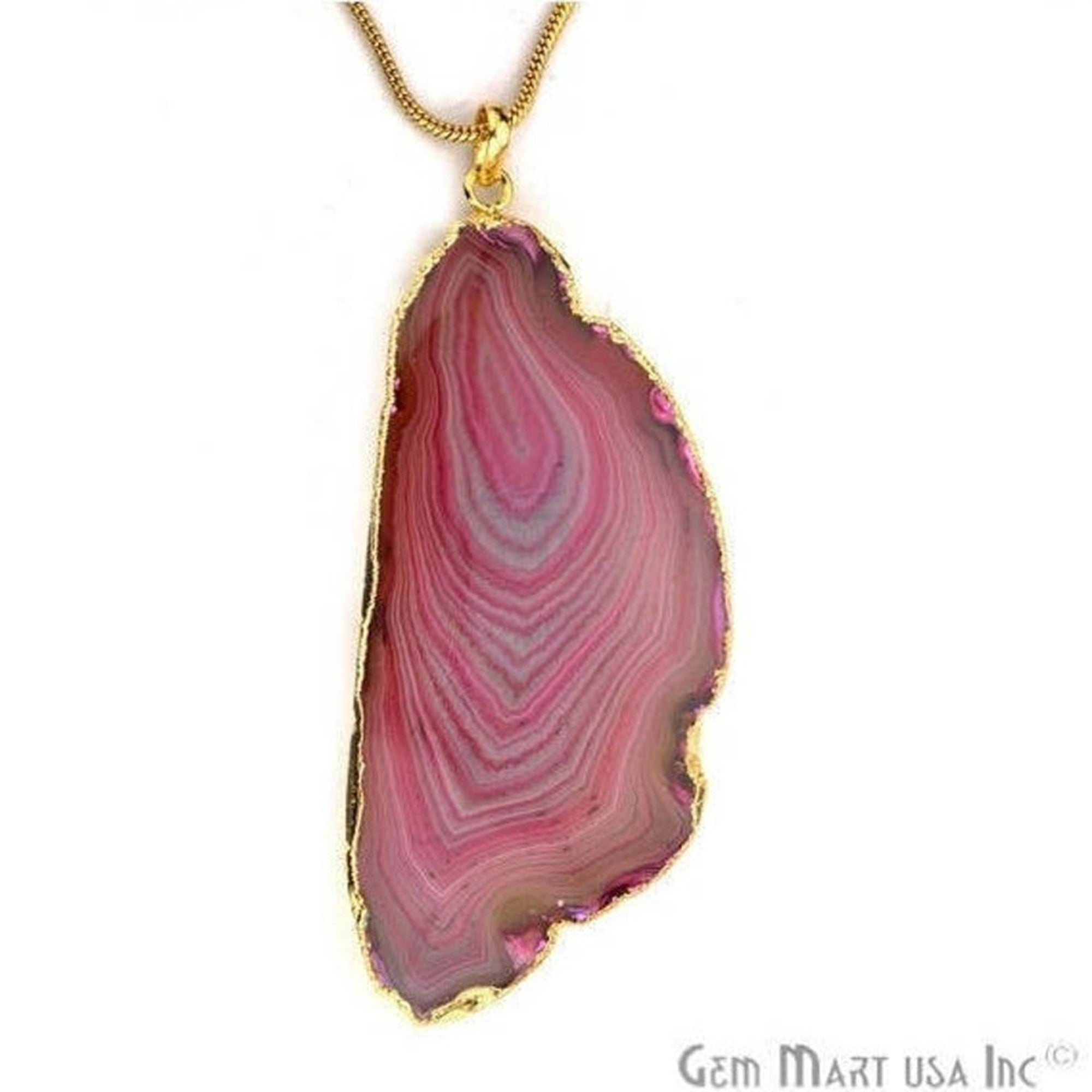 One Of A Kind Druzy 94x40mm Gold Electroplated Single Bail 18 Inch Necklace Chain Pendant - GemMartUSA