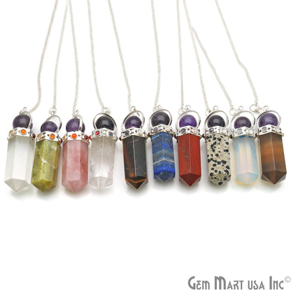 Gemstone Pencil Point Pendulum Pendant 49x15MM (Pick Your Gemstone) - GemMartUSA