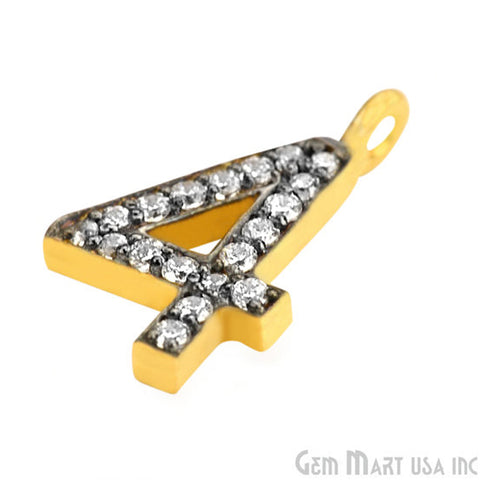 4' Numbering CZ Pave Gold Vermeil Charm for Bracelet & Pendants - GemMartUSA
