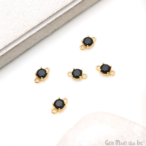 Faceted Round 5mm Prong Gold Plated Double Bail Connector