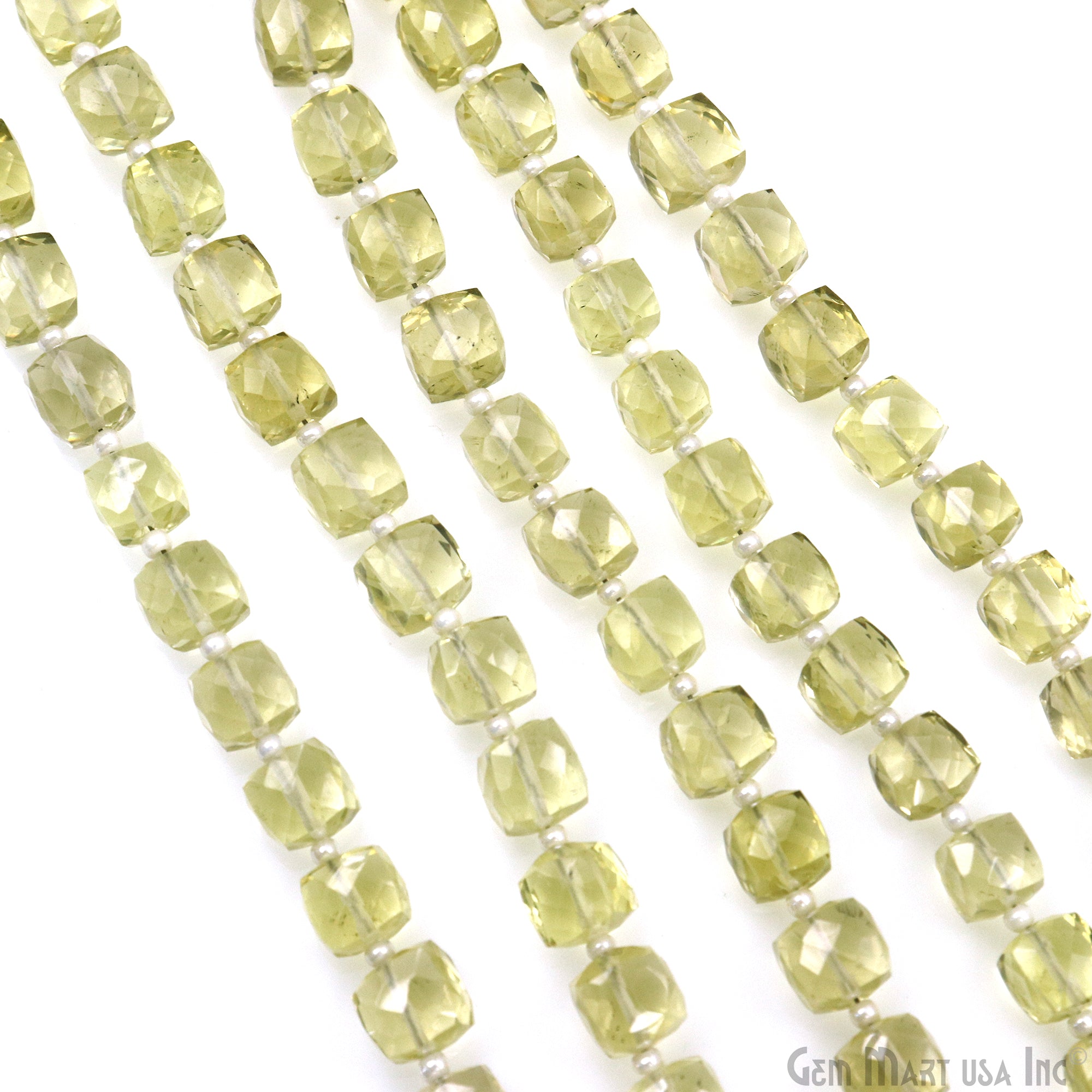 Lemon Topaz Faceted Box Shape 6-7mm Gemstone Beads Strand 7 Inch
