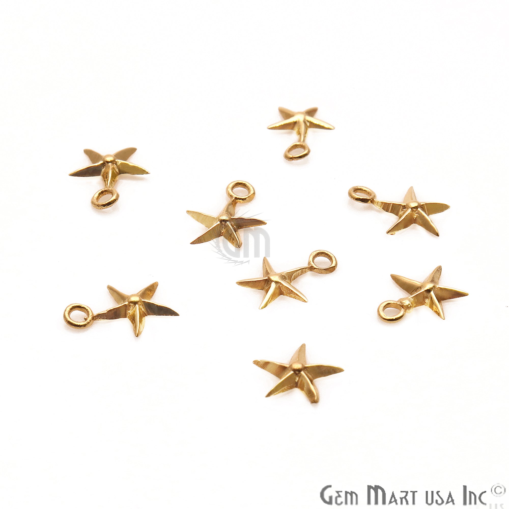 Star Shape 9x8mm Gold Plated Finding Charm, DIY Jewelry - GemMartUSA