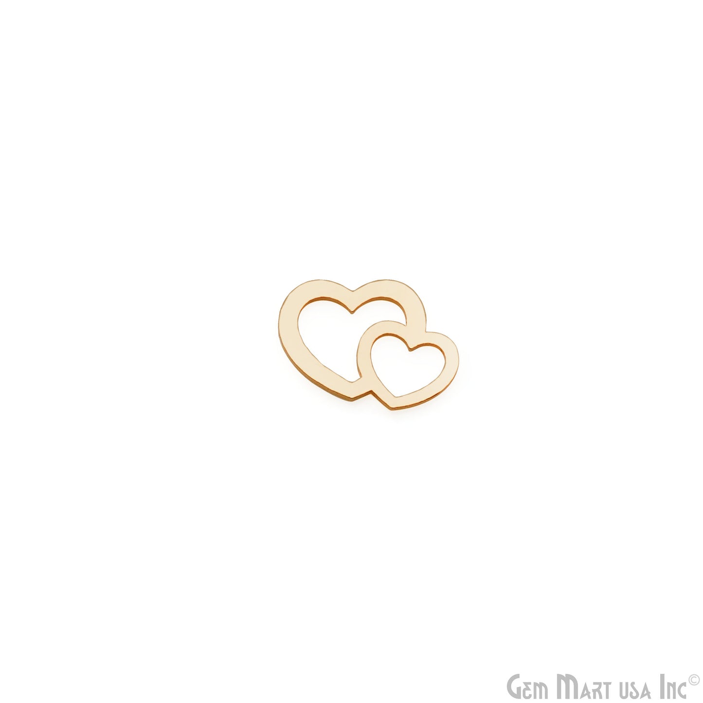 Double Heart Shape Laser Finding Gold Plated 15x11.6mm Charm For Bracelets & Pendants