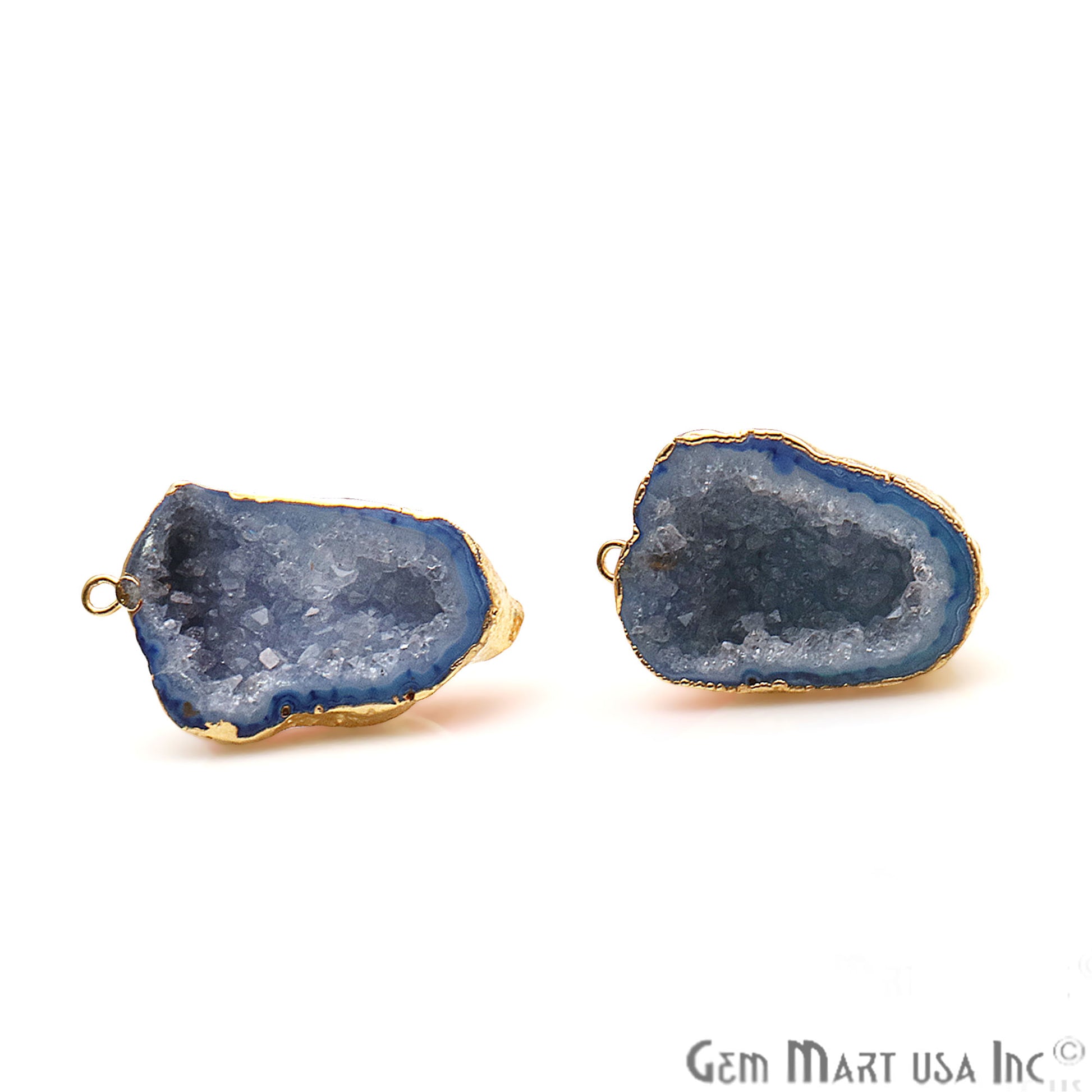 DIY Agate Slice Geode Druzy 16x30mm Gold Electroplated Loop Connector Studs Earrings - GemMartUSA