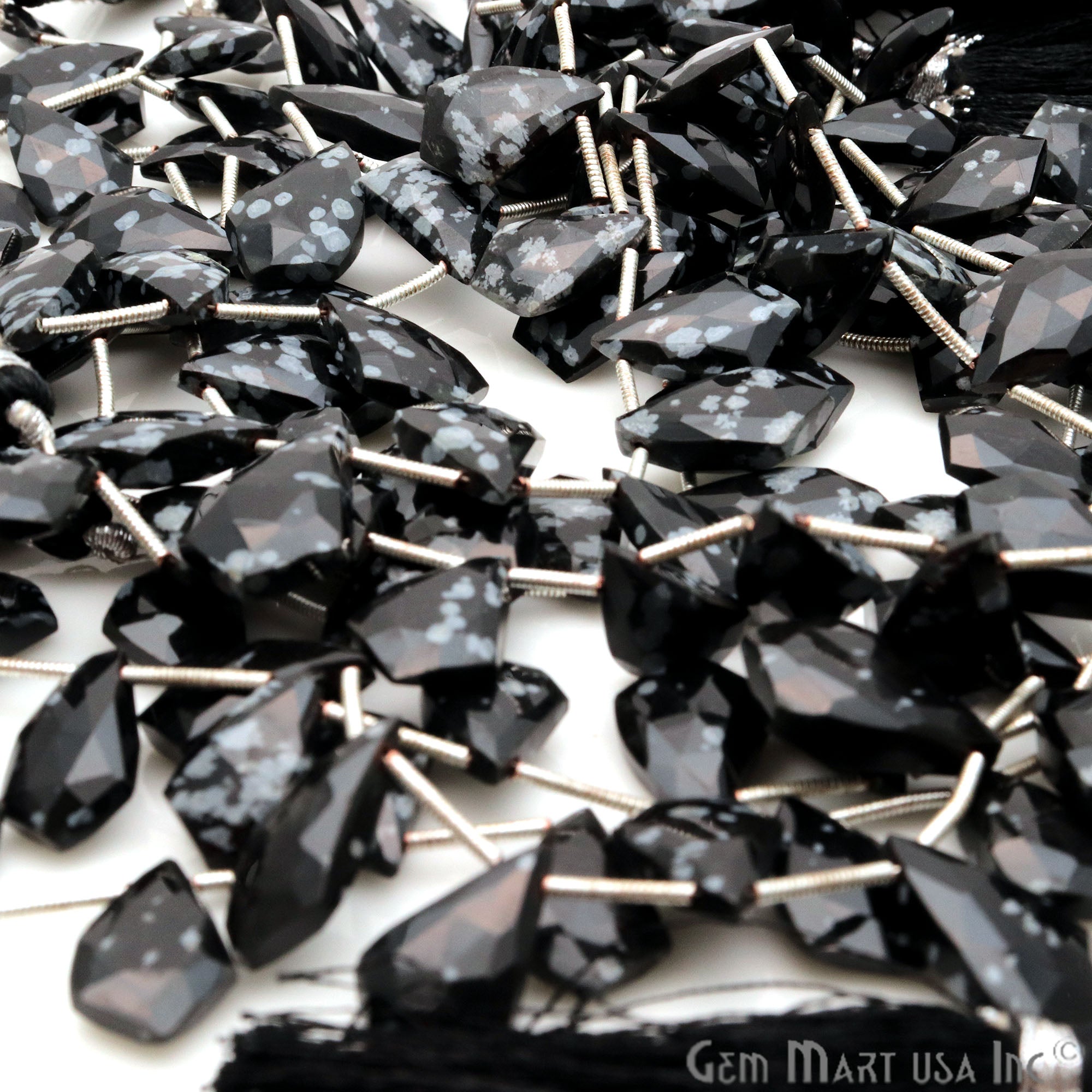 Black Obsidian Free Form 18x11mm Crafting Beads Gemstone Strands 8INCH - GemMartUSA