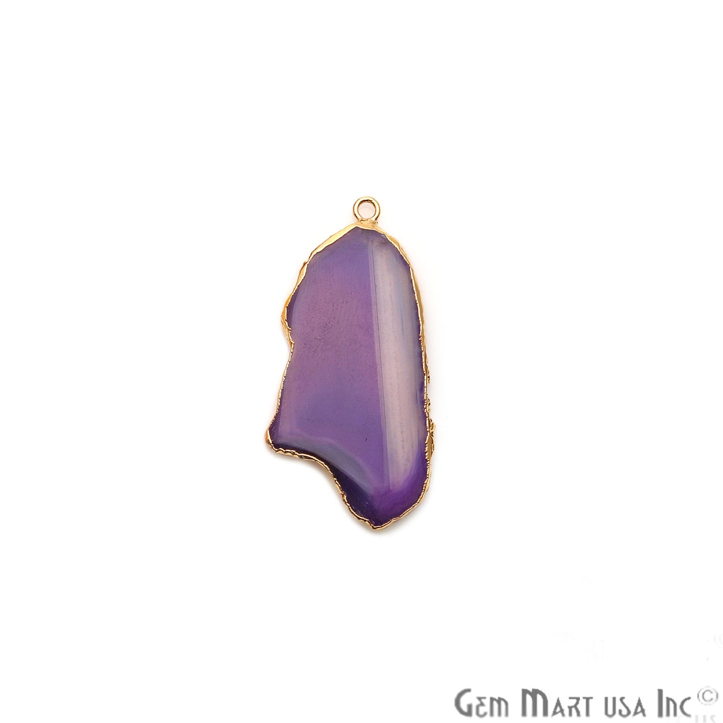 Agate Slice 23x48mm Organic Gold Electroplated Gemstone Earring Connector 1 Pair - GemMartUSA