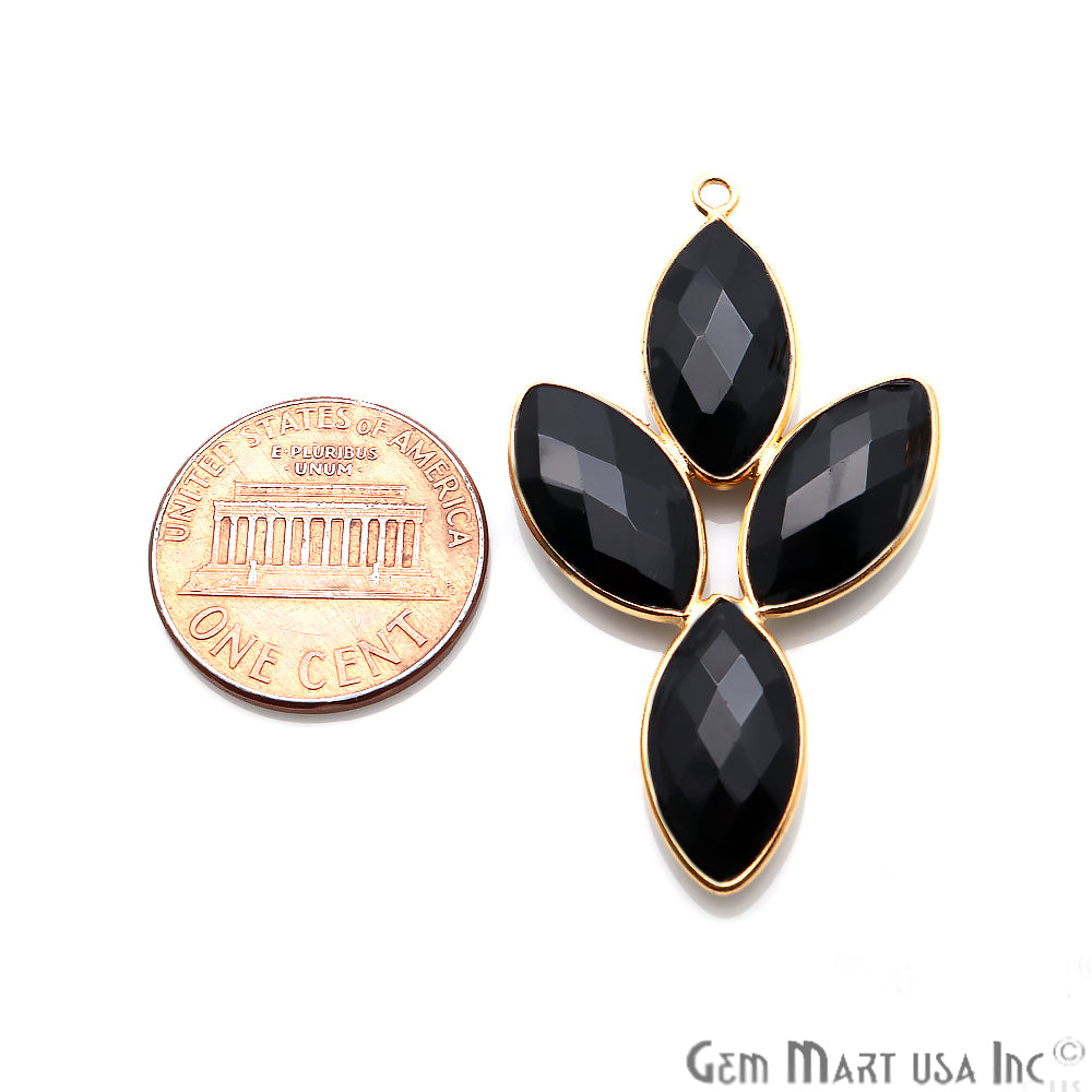 DIY Black Onyx 43x22mm Gold Plated Chandelier Finding Component - GemMartUSA