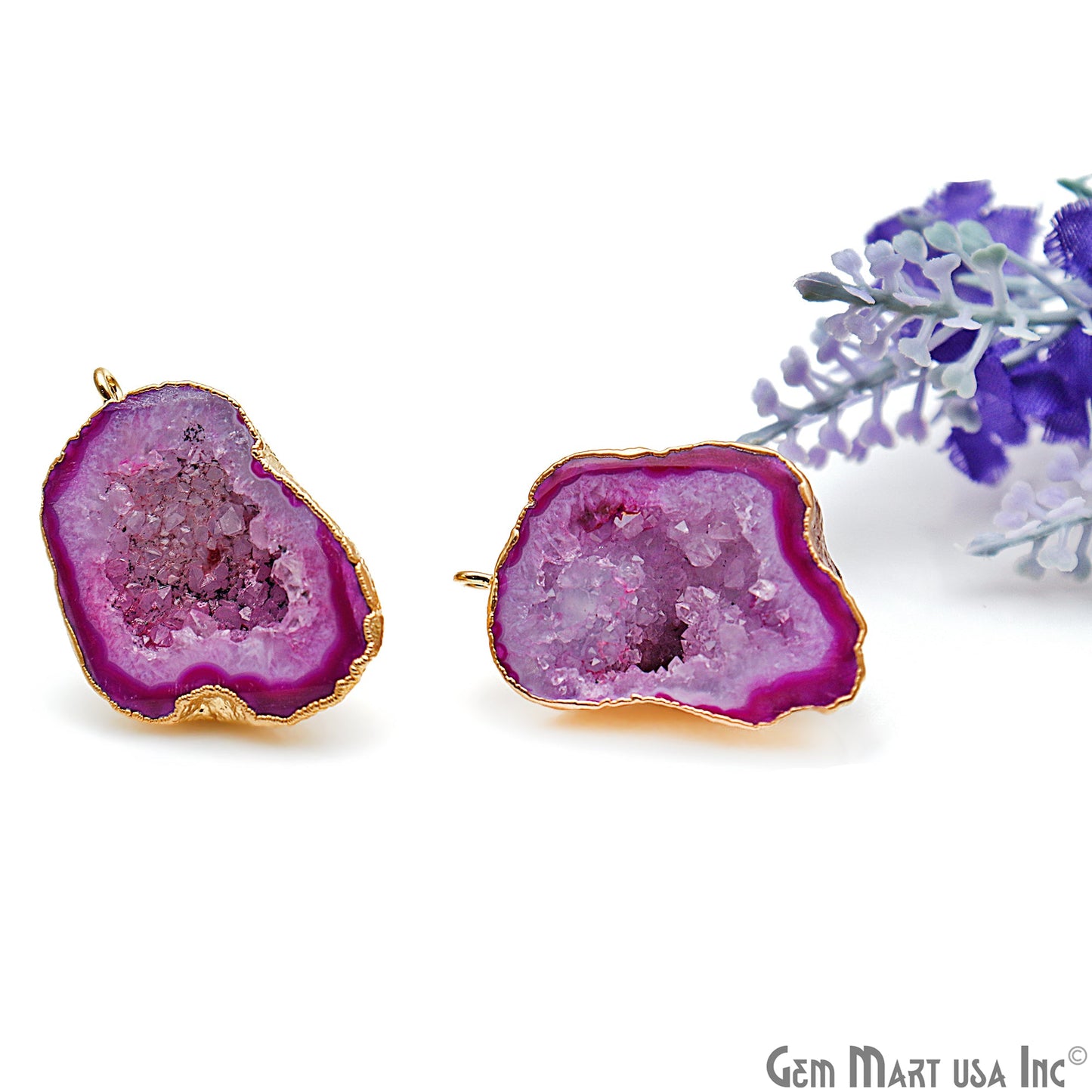 DIY Agate Slice Geode Druzy Gold Edged Loop Connector Studs Earrings