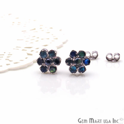 Black Sapphire 10mm Sterling Silver Round Shape Stud Earring - GemMartUSA