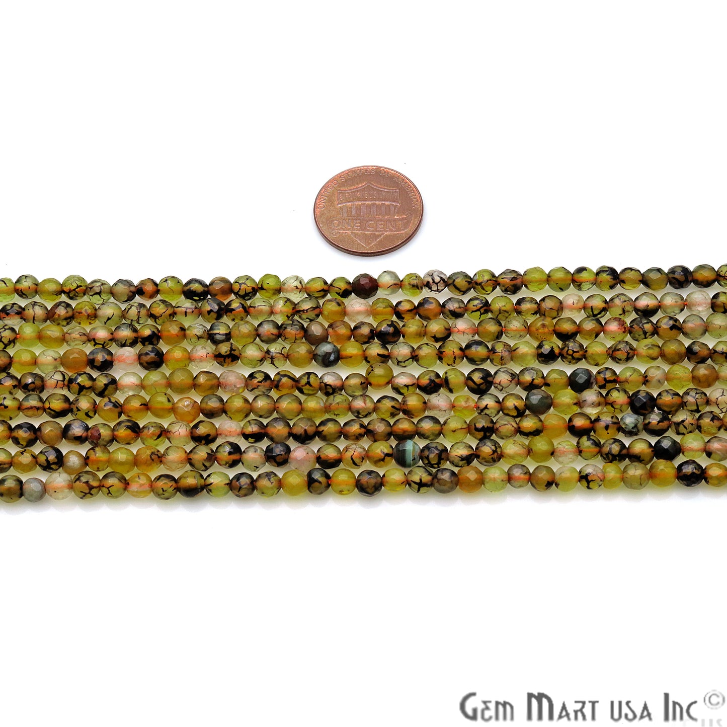 Bio Lemon Jade 4mm Faceted Rondelle Beads Strands 14Inch - GemMartUSA