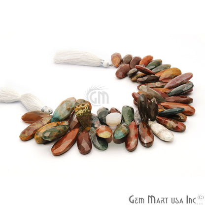 Indian Agate Pears 25x11mm Crafting Beads Gemstone Briolette Strands 8 Inch - GemMartUSA