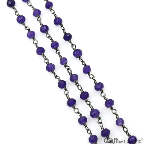 Amethyst Jade Beads Oxidized Wire Wrapped Rosary Chain (763716501551)