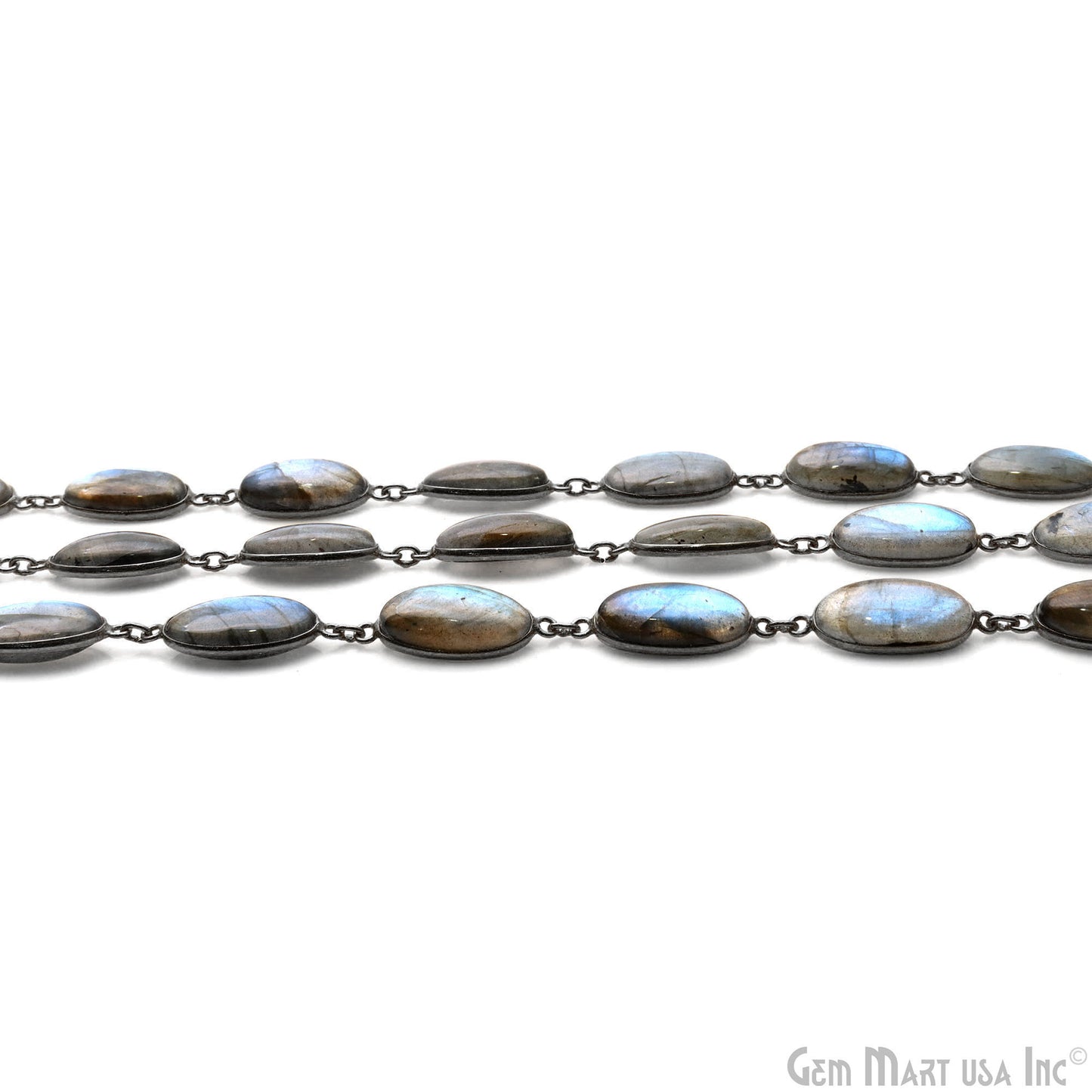 Labradorite Cabochon Oval 9x18mm Oxidized Continuous Connector Chains