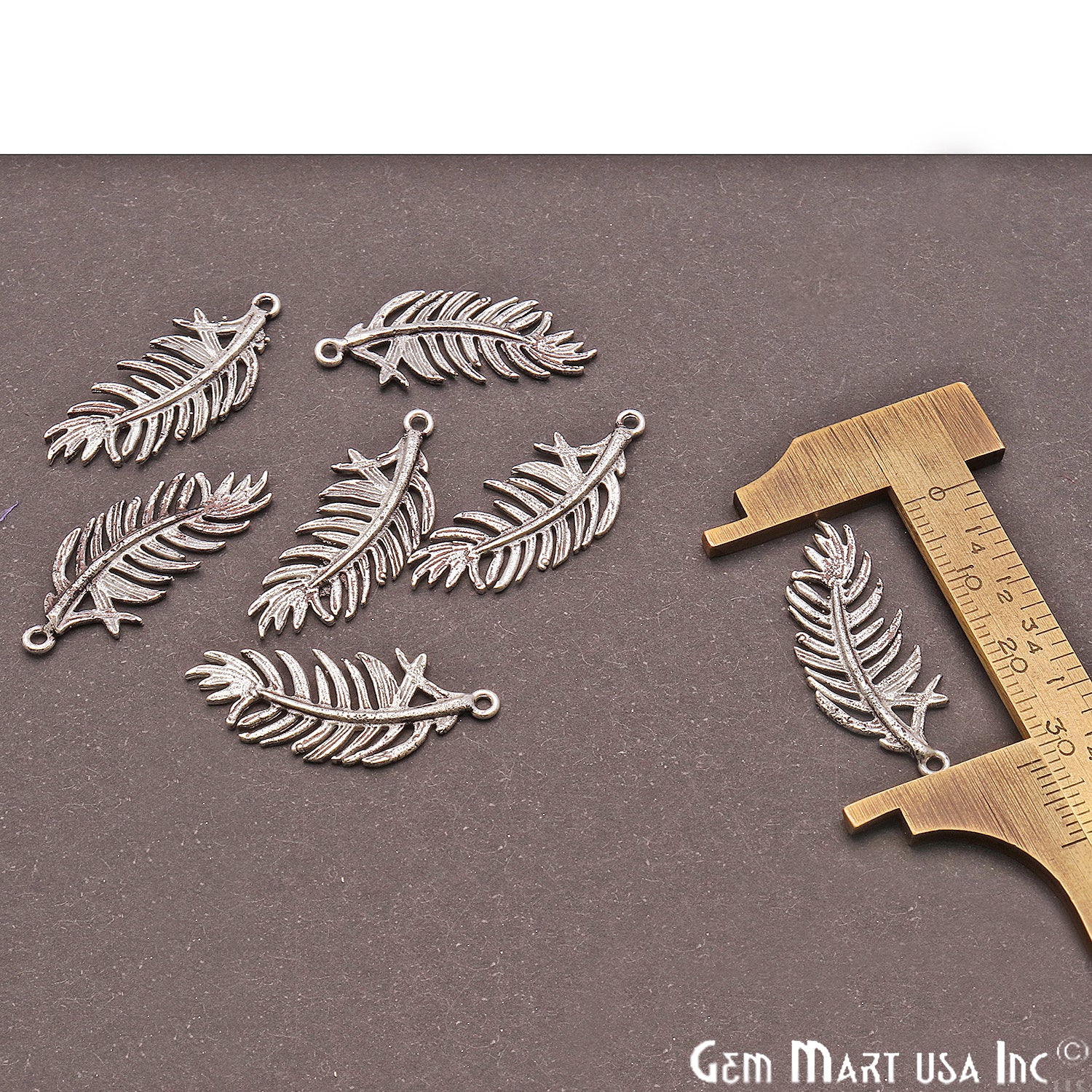Feather Finding 32x13mm Oxidized Chandelier Jewelry Charm - GemMartUSA