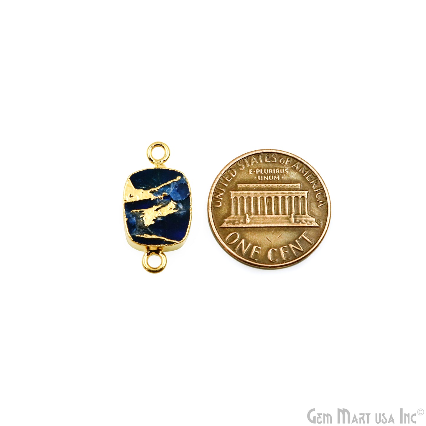 Mohave Octagon 10x12mm Double Bail Gold Electroplated Gemstone Connector