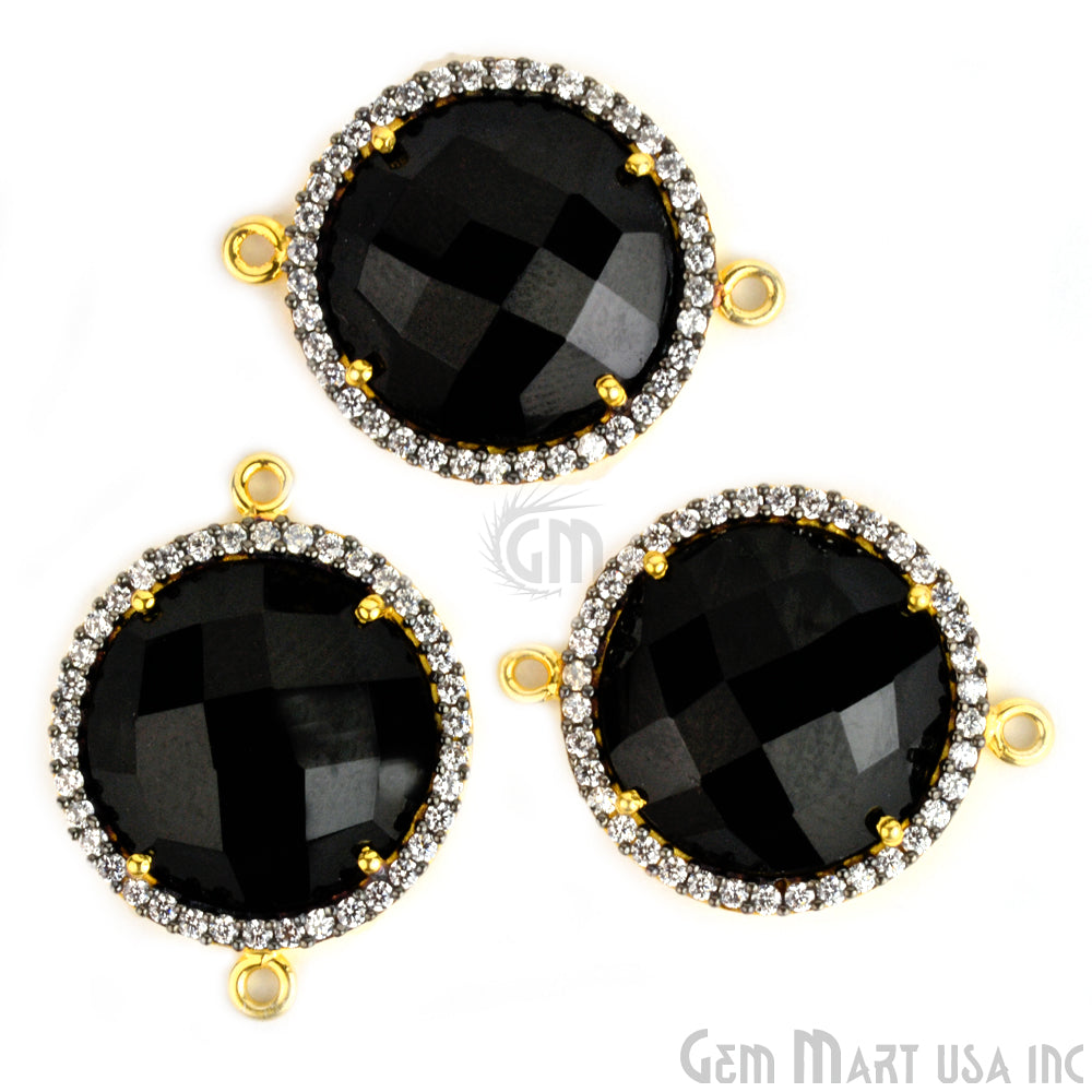 Cubic Zircon Pave 16mm Round Double Bail Gemstone Connector (Pick Your Gemstone) - GemMartUSA