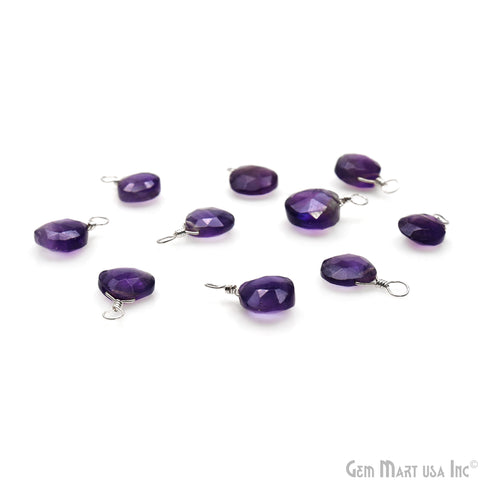 Amethyst 8mm Trillion Single Bail Silver Wire Wrapped Gemstone Connector
