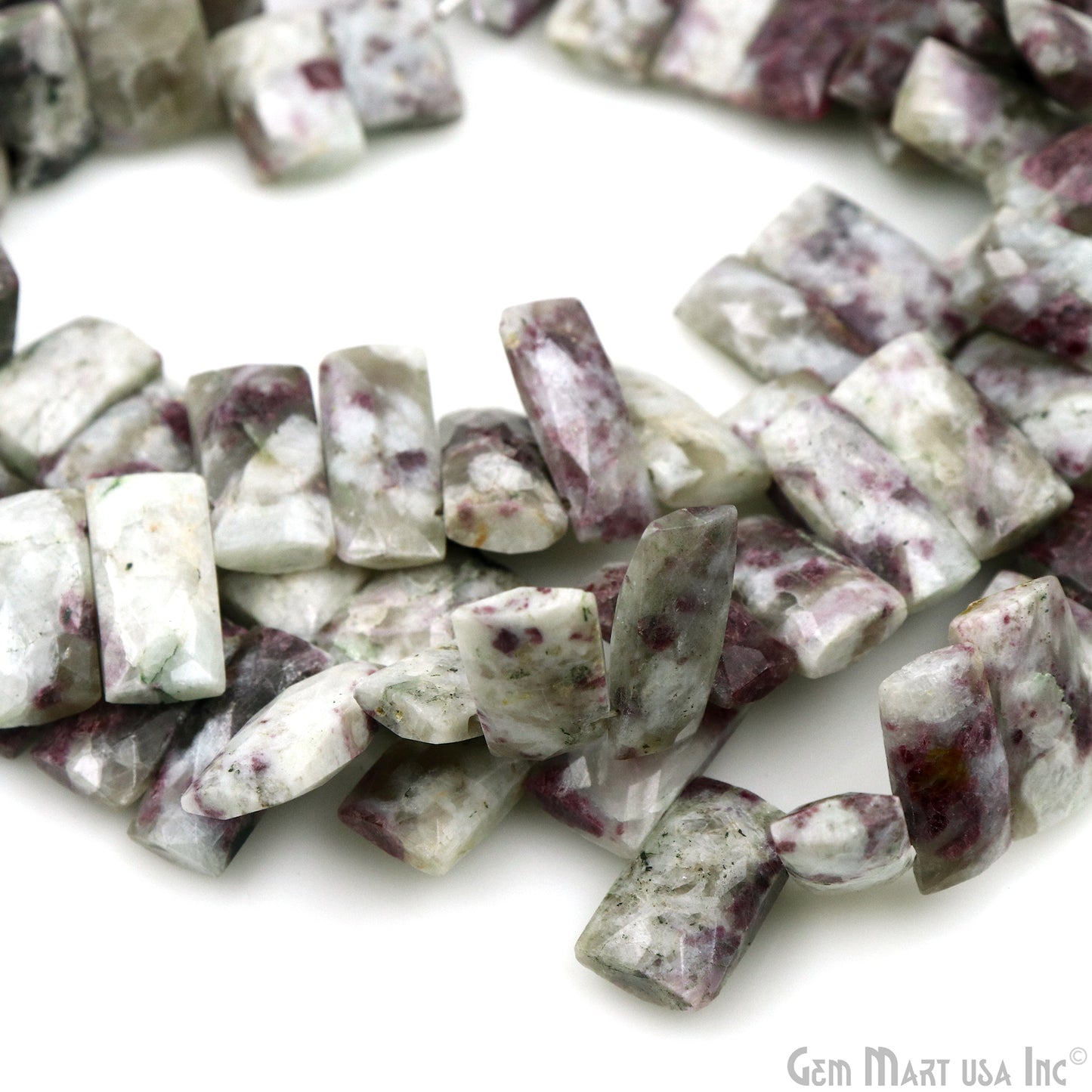 Thulite Rectangle Beads, 9 Inch Gemstone Strands, Drilled Strung Briolette Beads, Rectangle Shape, 28x10mm