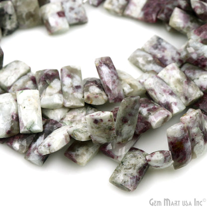 Thulite Rectangle Beads, 9 Inch Gemstone Strands, Drilled Strung Briolette Beads, Rectangle Shape, 28x10mm