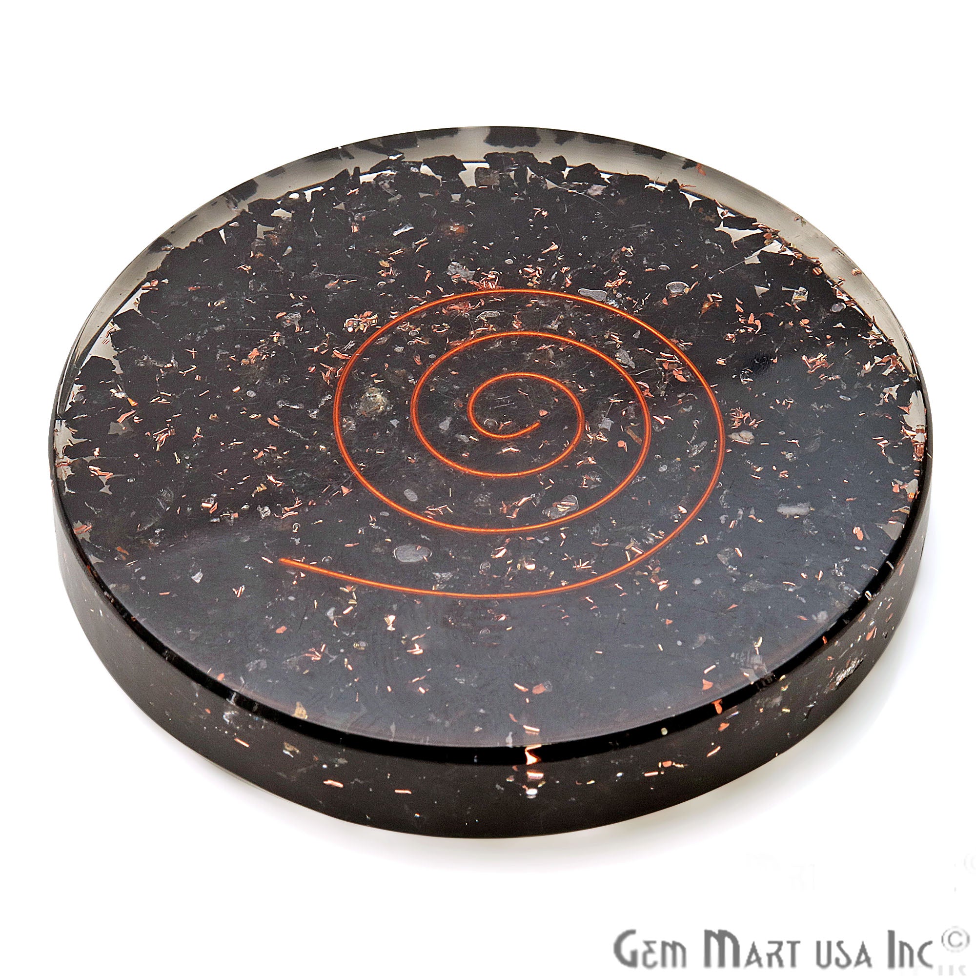 Black Tourmaline Healing Stone Plate , Tourmaline Meditation Stone, Home Decor 80MM - GemMartUSA