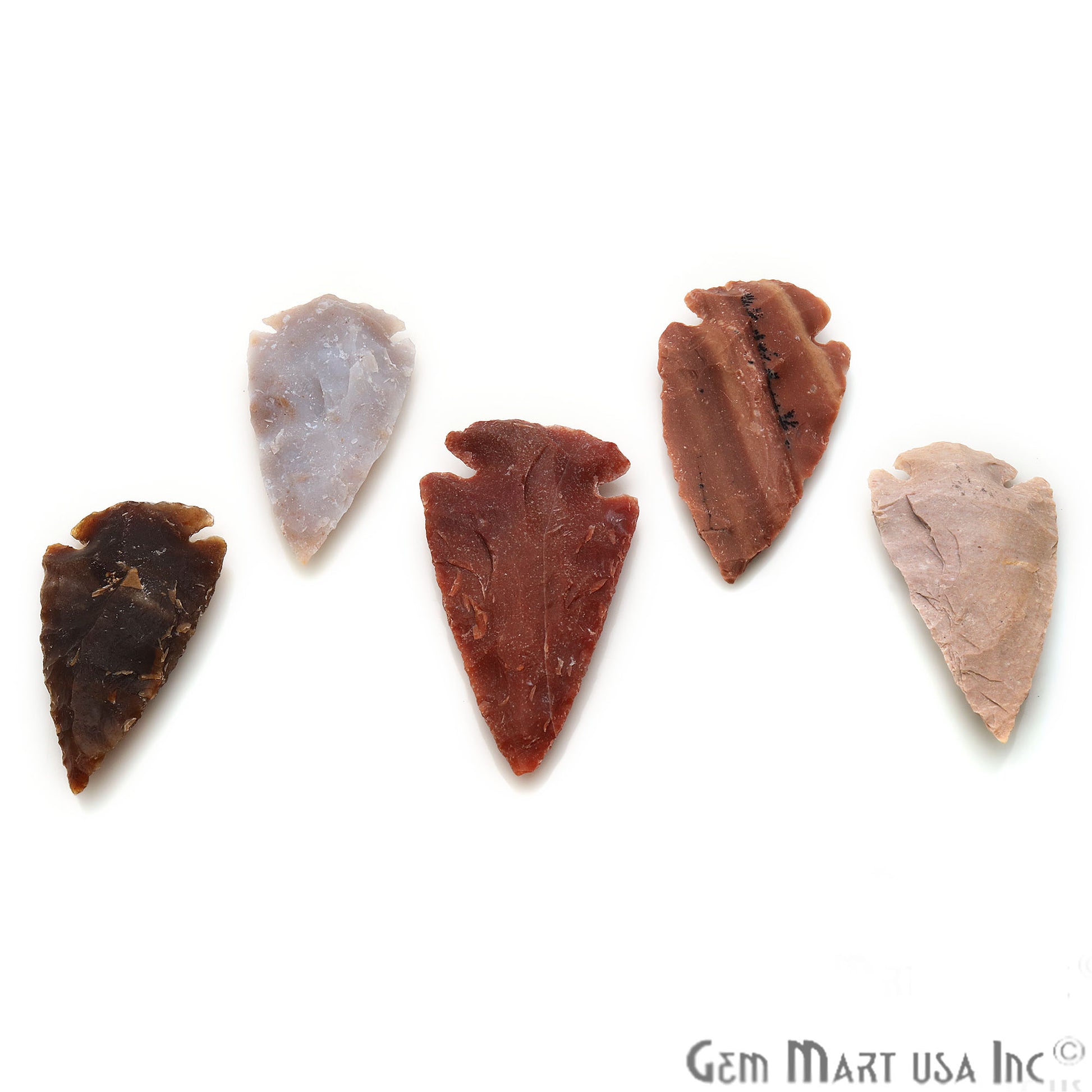 5pc Lot Arrowhead Cut Gemstones, 48x24mm Handcrafted Stone, Loose Gemstone, DIY Pendant, DIY Jewelry - GemMartUSA