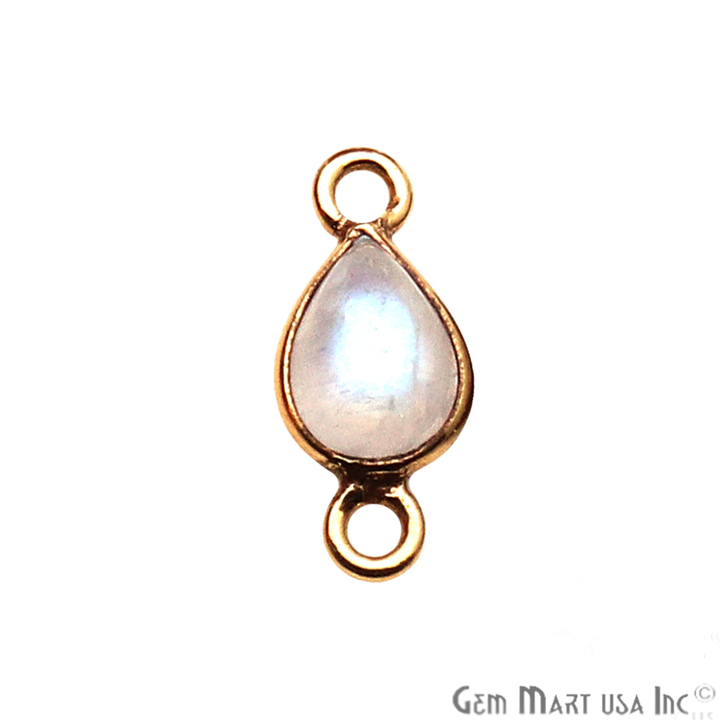 Moonstone Cabochon 7x5mm Pear Gold Bezel Connector (Pick Your Bail) - GemMartUSA