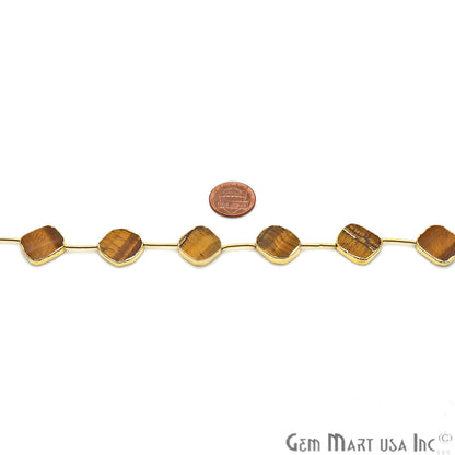 Tiger Eye Free Form 18x15mm Gold Edged Crafting Beads Gemstone Strands 9INCH - GemMartUSA