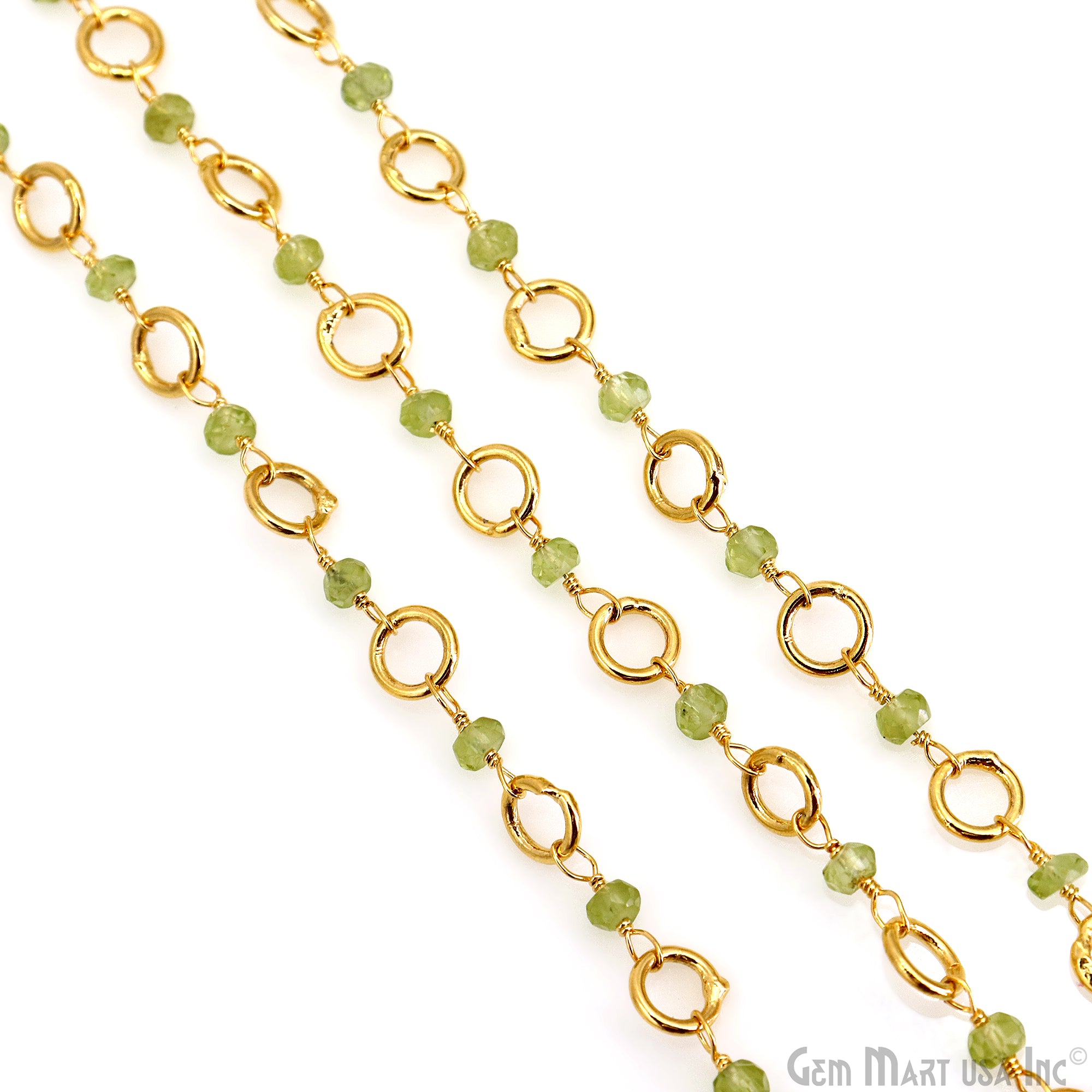 Peridot Beads 3-3.5mm Gold Plated 6mm Round Finding Rosary Chain