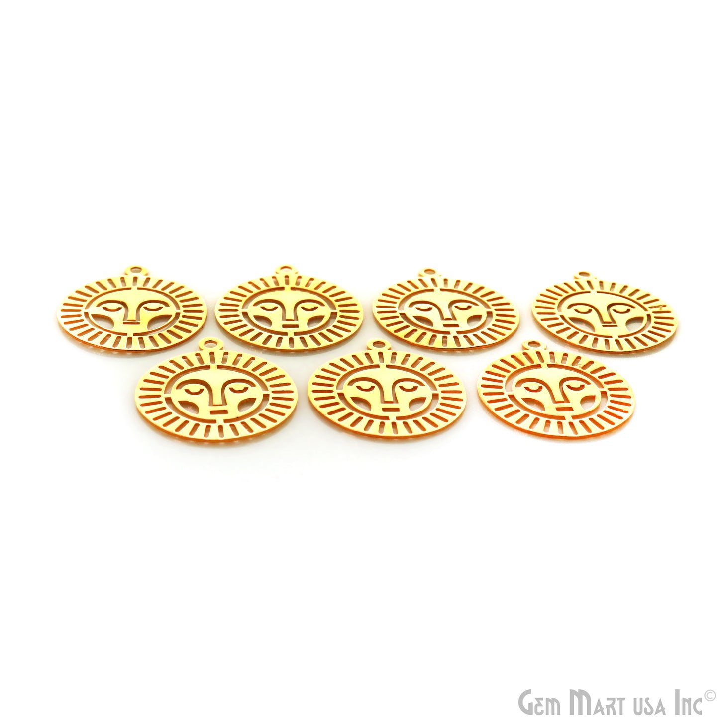 Sun Charm Laser Finding Gold Plated 34.5x30mm Charm For Bracelets & Pendants