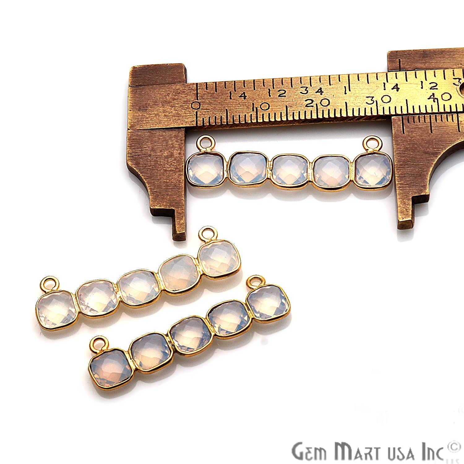 DIY Gemstone 35x10mm Gold Plated Chandelier Finding Component (Pick Your Gemstone) - GemMartUSA
