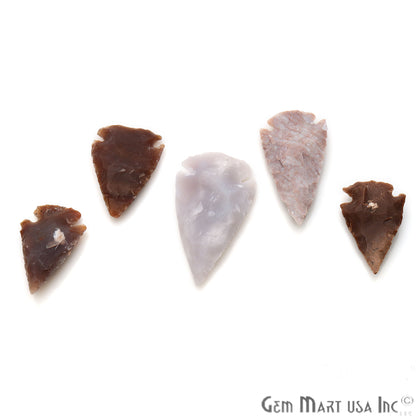 5pc Lot Arrowhead Cut Gemstones, 36x23mm Handcrafted Stone, Loose Gemstone, DIY Pendant, DIY Jewelry - GemMartUSA