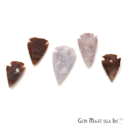 5pc Lot Arrowhead Cut Gemstones, 36x23mm Handcrafted Stone, Loose Gemstone, DIY Pendant, DIY Jewelry - GemMartUSA