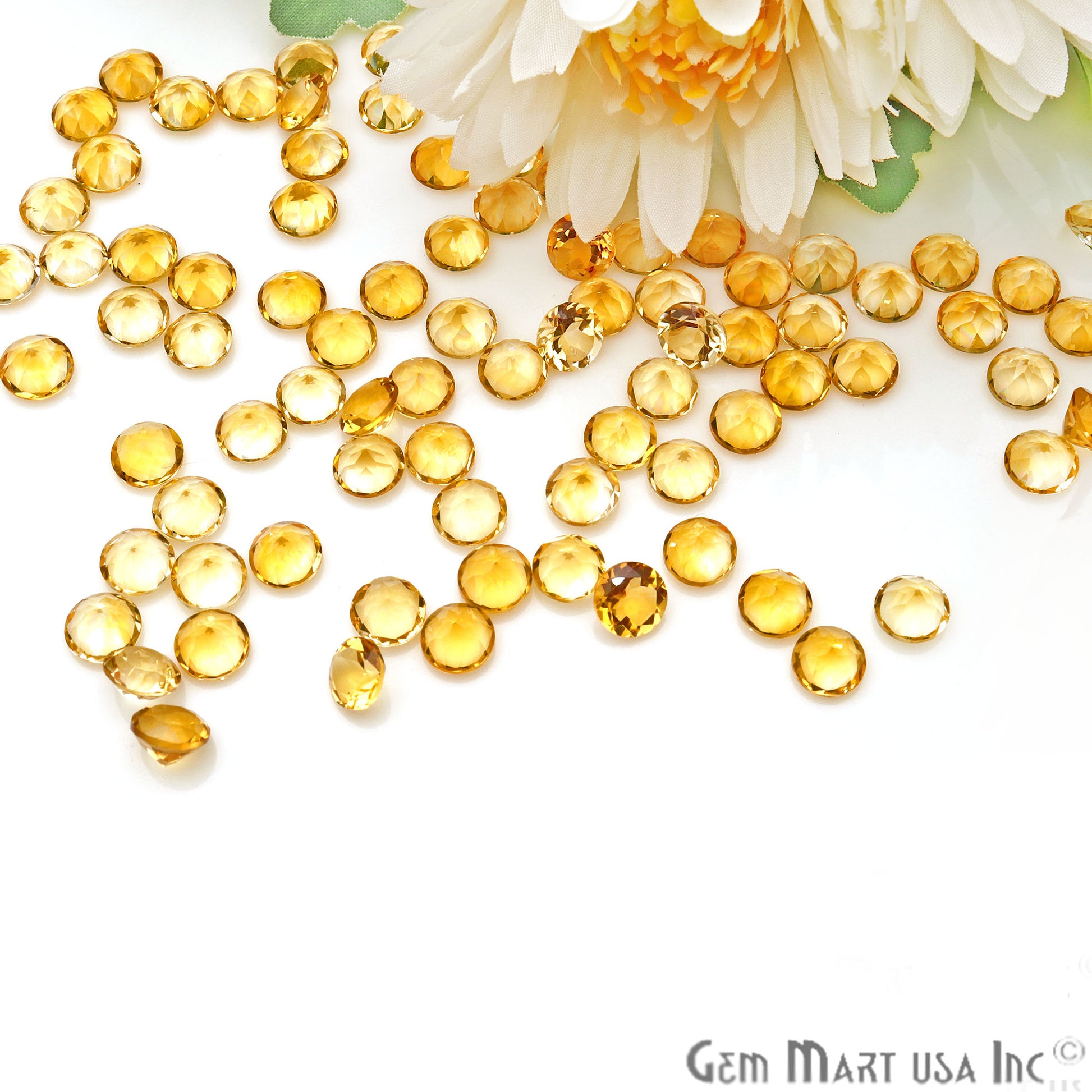 Citrine Round Shape 7mm Faceted Loose Gemstone - GemMartUSA