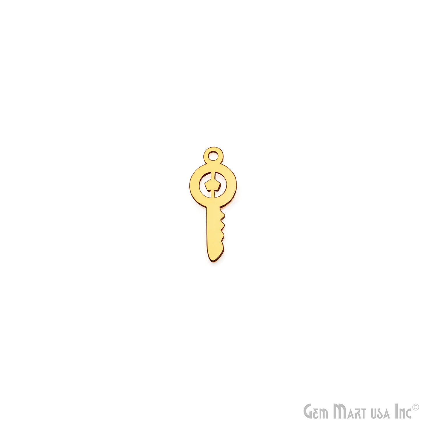 Key Shape Laser Finding Gold Plated 17.5x7mm Charm For Bracelets & Pendants