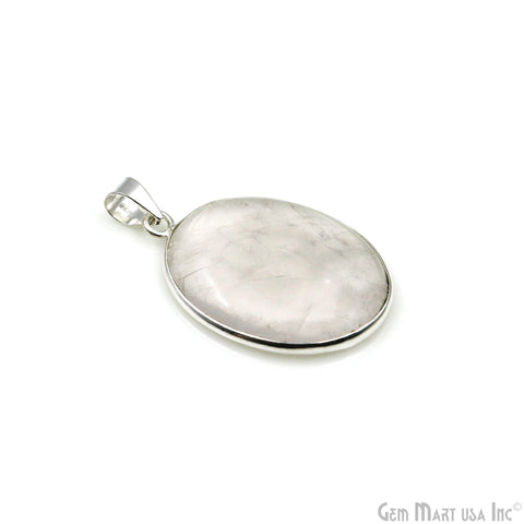Rose Quartz Gemstone Oval 37x26mm Sterling Silver Necklace Pendant 1PC