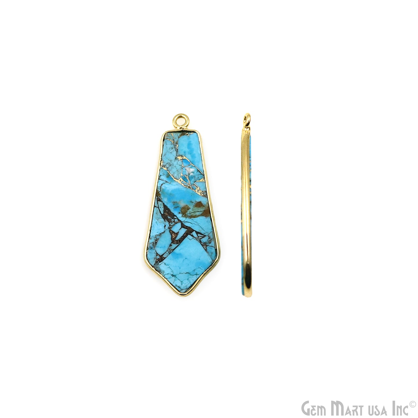 Turquoise Mohave 30x13mm Gold Plated Single Bail Earring Connector 1 Pair