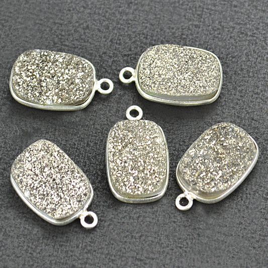 Titanium Platinum Druzy 10x14mm Octagon Connector (Pick Bail,Plating) - GemMartUSA