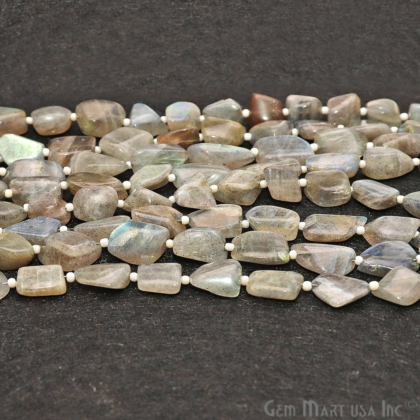 Labradorite Free Form 13x9mm Tumble Beads Gemstone Strands - GemMartUSA