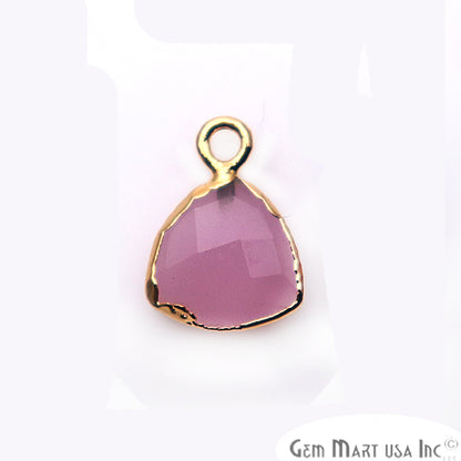 Rose Chalcedony 10mm Trillion Gold Electroplated Single Bail Gemstone Connector - GemMartUSA