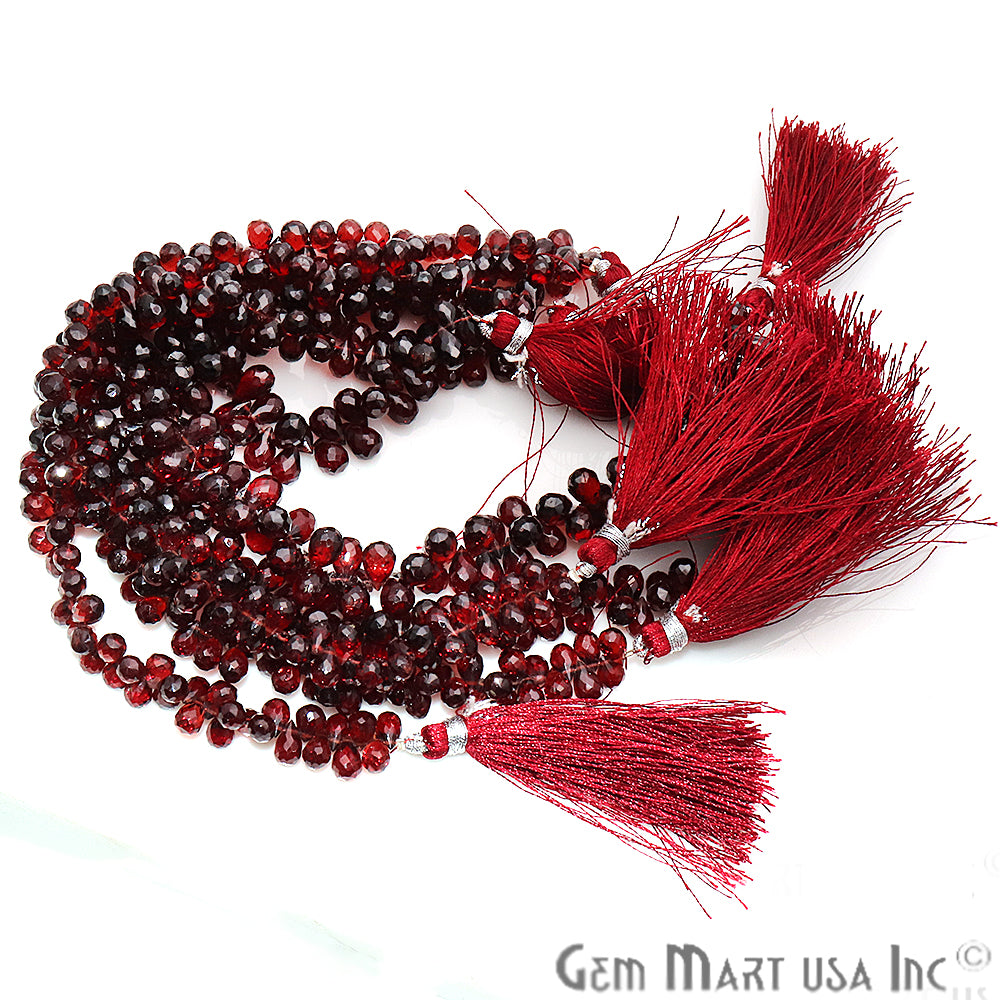 Garnet Drop Beads Gemstone 7x5mm Teardrop Rondelle Beads - GemMartUSA