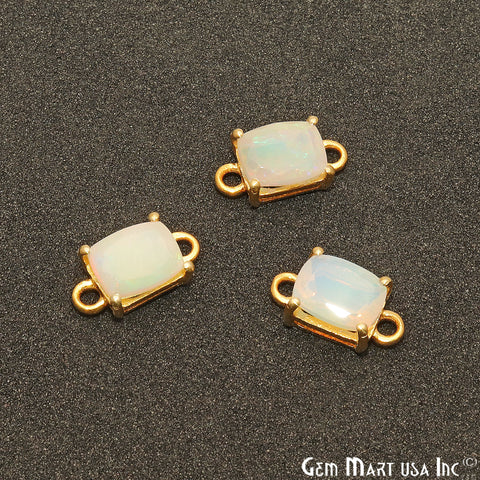 Opal Gemstone Octagon 7x9mm Prong Setting Gold Plated Connector - GemMartUSA