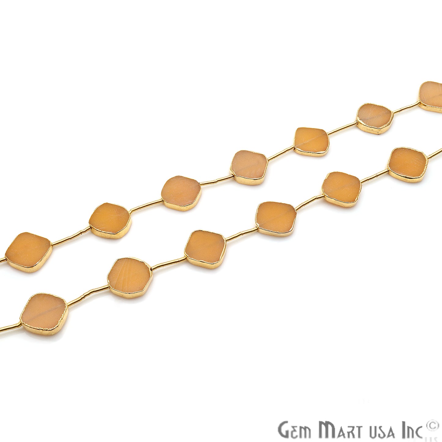 Sand Chalcedony Free Form 18x15mm Gold Edged Crafting Beads Gemstone Strands 9INCH - GemMartUSA