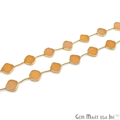 Sand Chalcedony Free Form 18x15mm Gold Edged Crafting Beads Gemstone Strands 9INCH - GemMartUSA